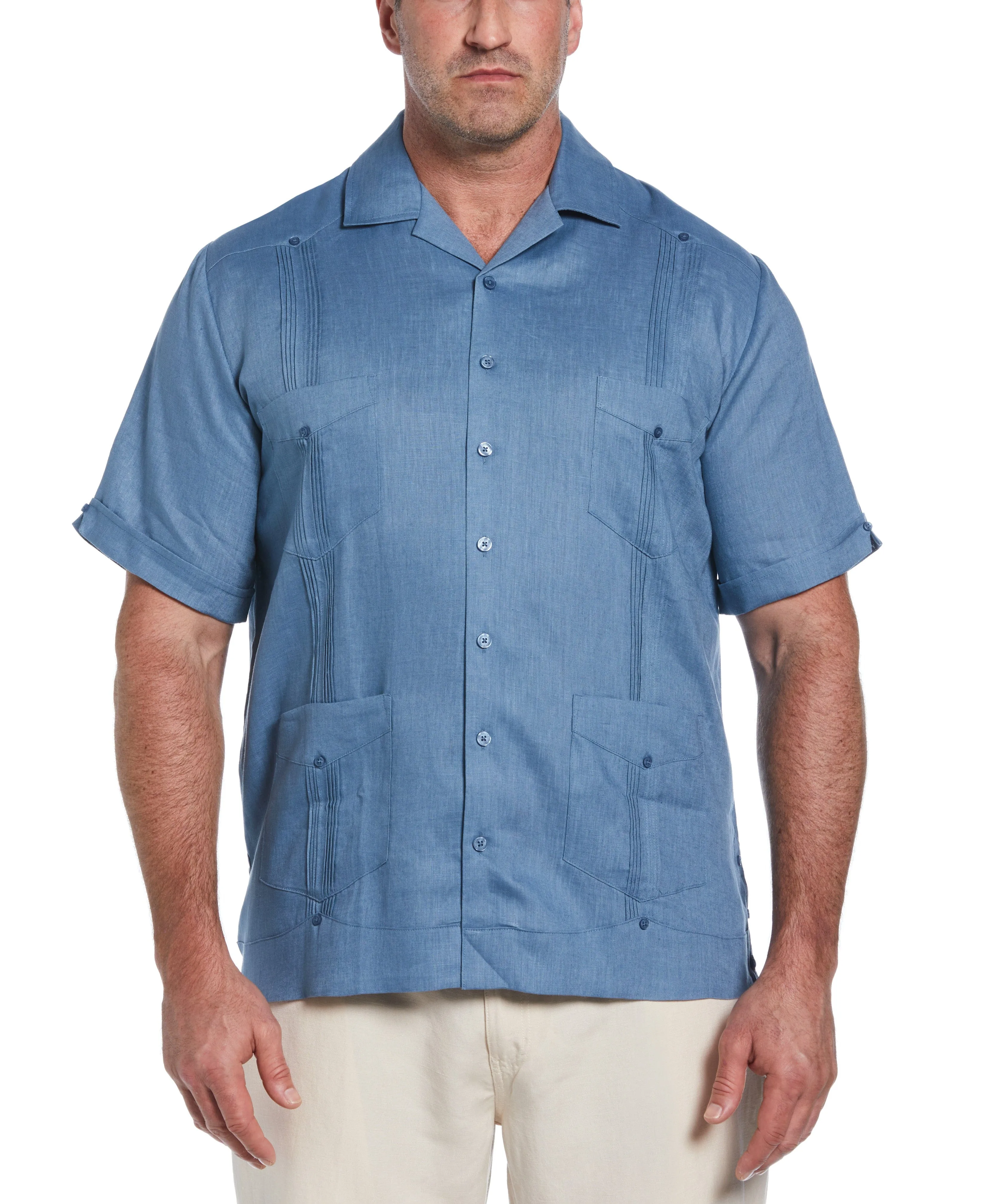 Big & Tall 100% Linen Classic Guayabera Shirt - Short Sleeve