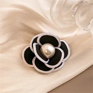 Black & White Camellia Brooch