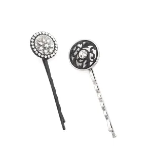 BLACK AND SILVER HAIR CLIP PINS & ACCS. #275SV8101 (7B4/6C1)