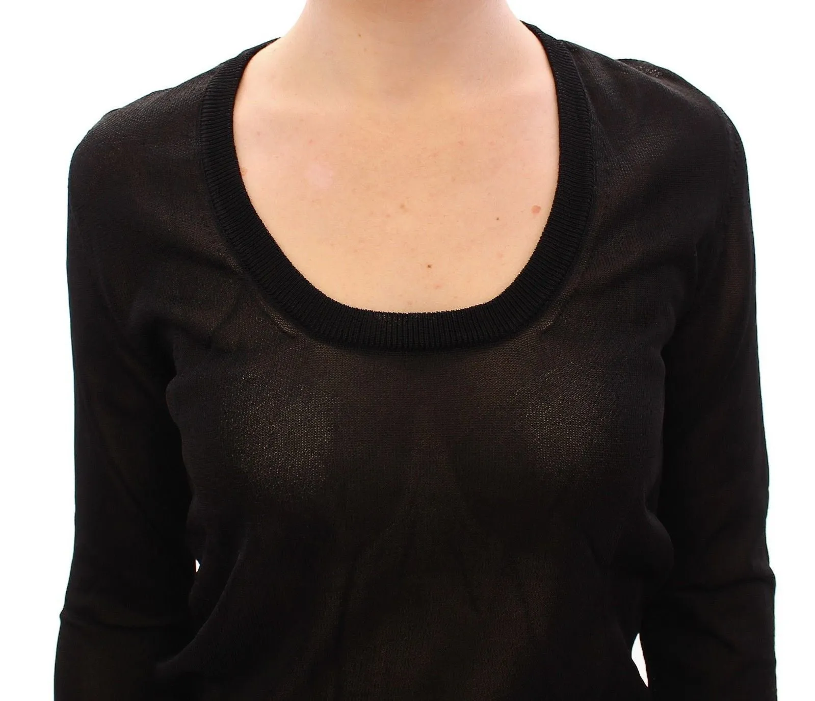 Black Crewneck Long Sleeve Sweater Top