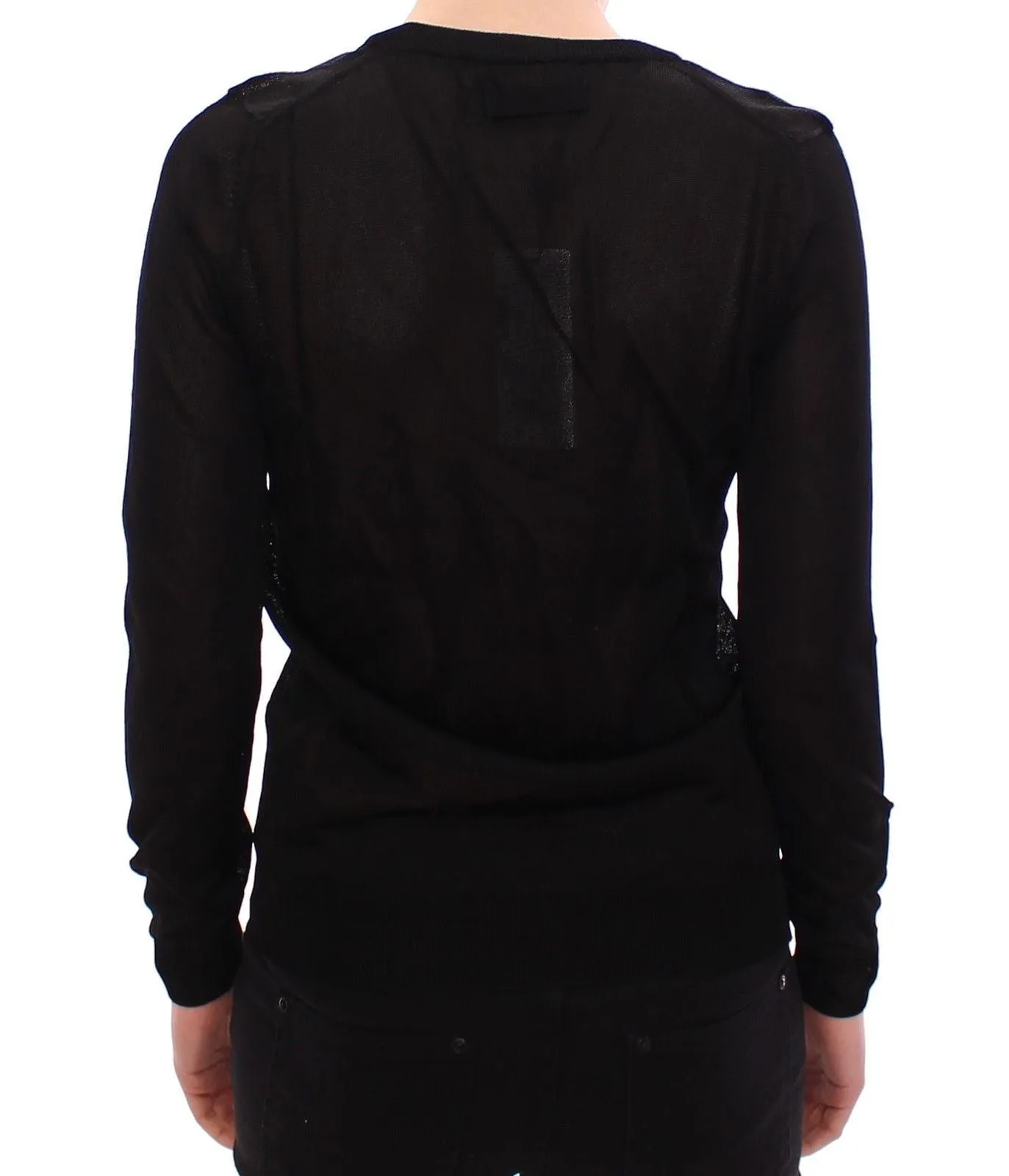 Black Crewneck Long Sleeve Sweater Top