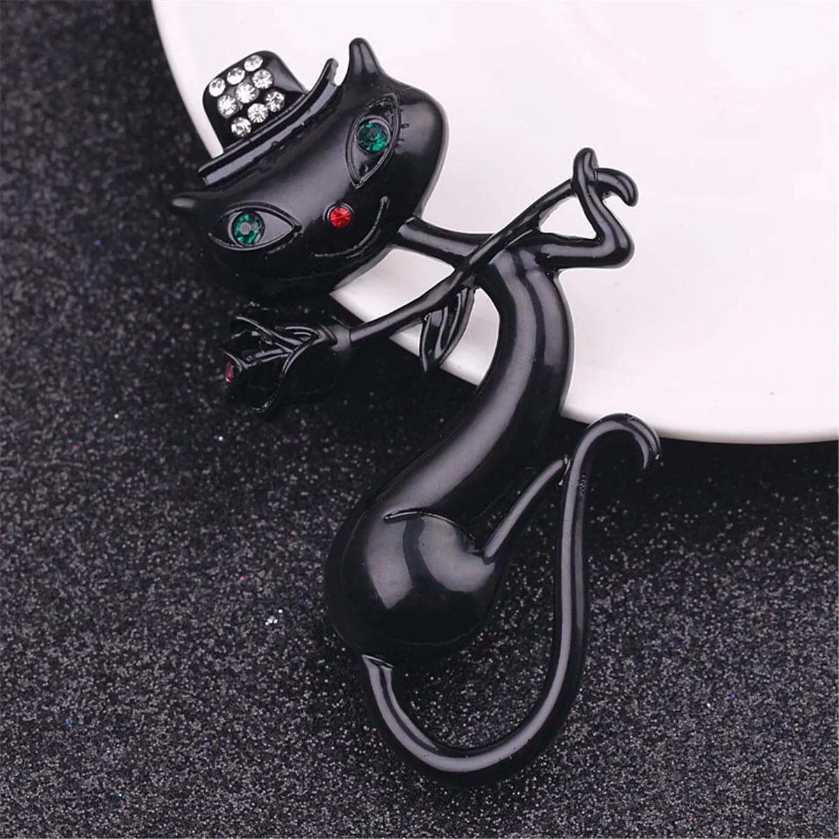 Black Elegant Cat Brooch