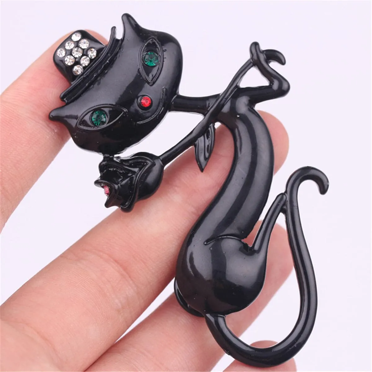 Black Elegant Cat Brooch