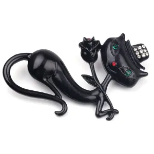 Black Elegant Cat Brooch