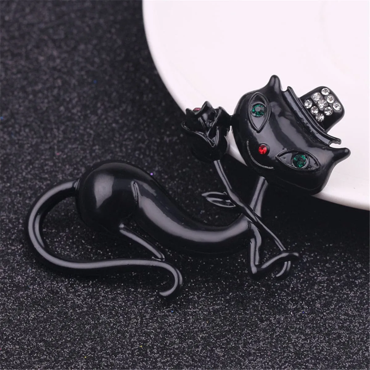 Black Elegant Cat Brooch