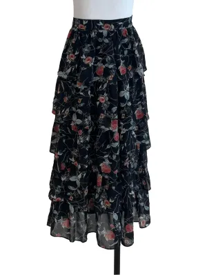 Black Floral Layered Skirt