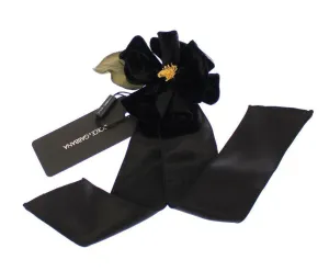 Black Silk Flower Runway Brooch