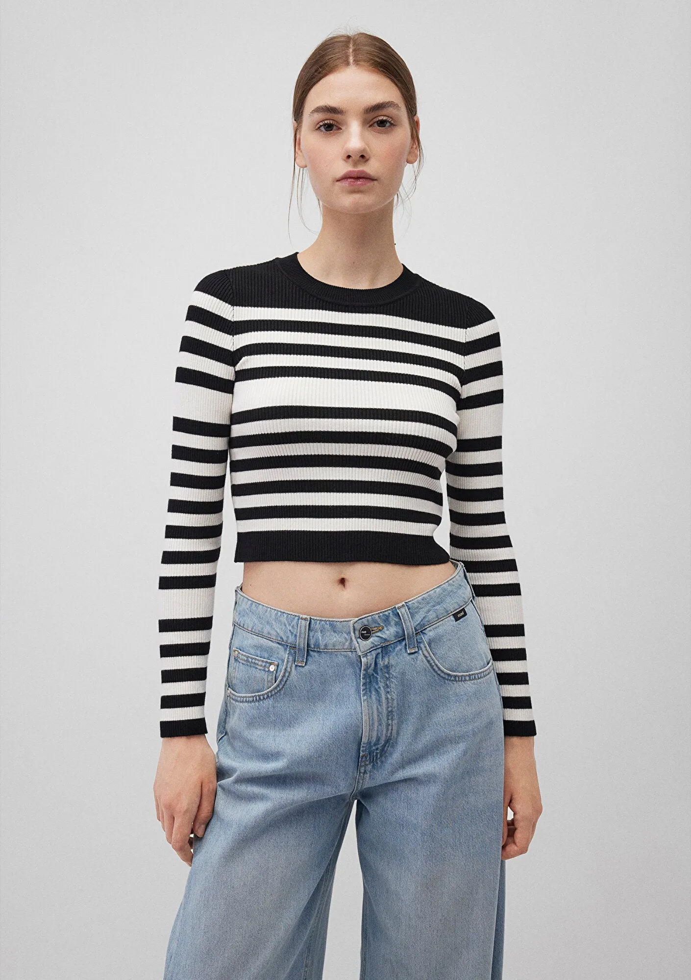 Black Striped Crewneck Sweater
