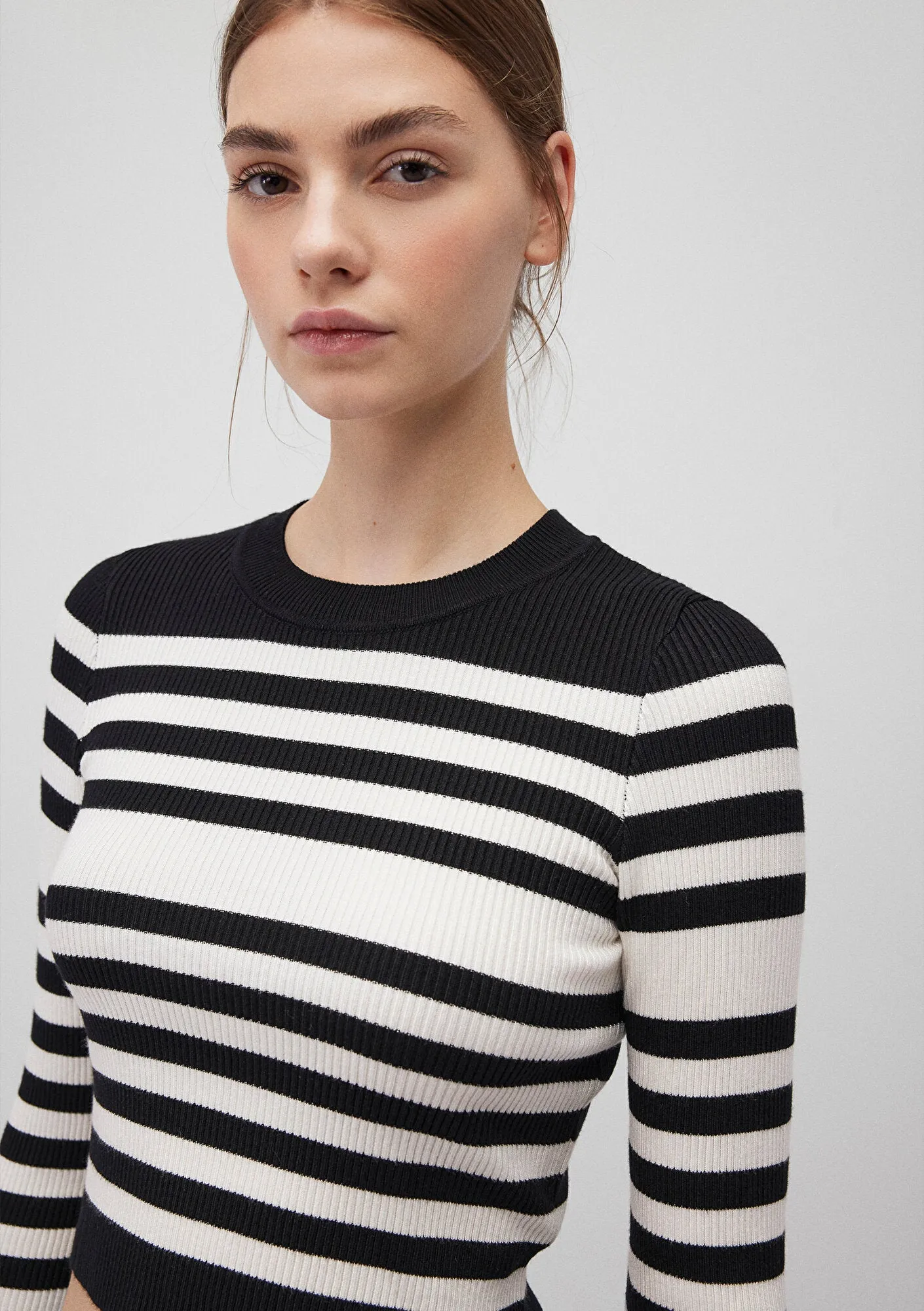 Black Striped Crewneck Sweater