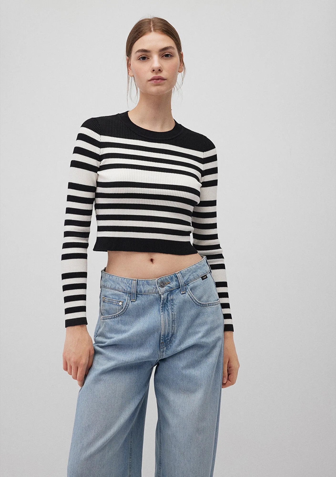 Black Striped Crewneck Sweater
