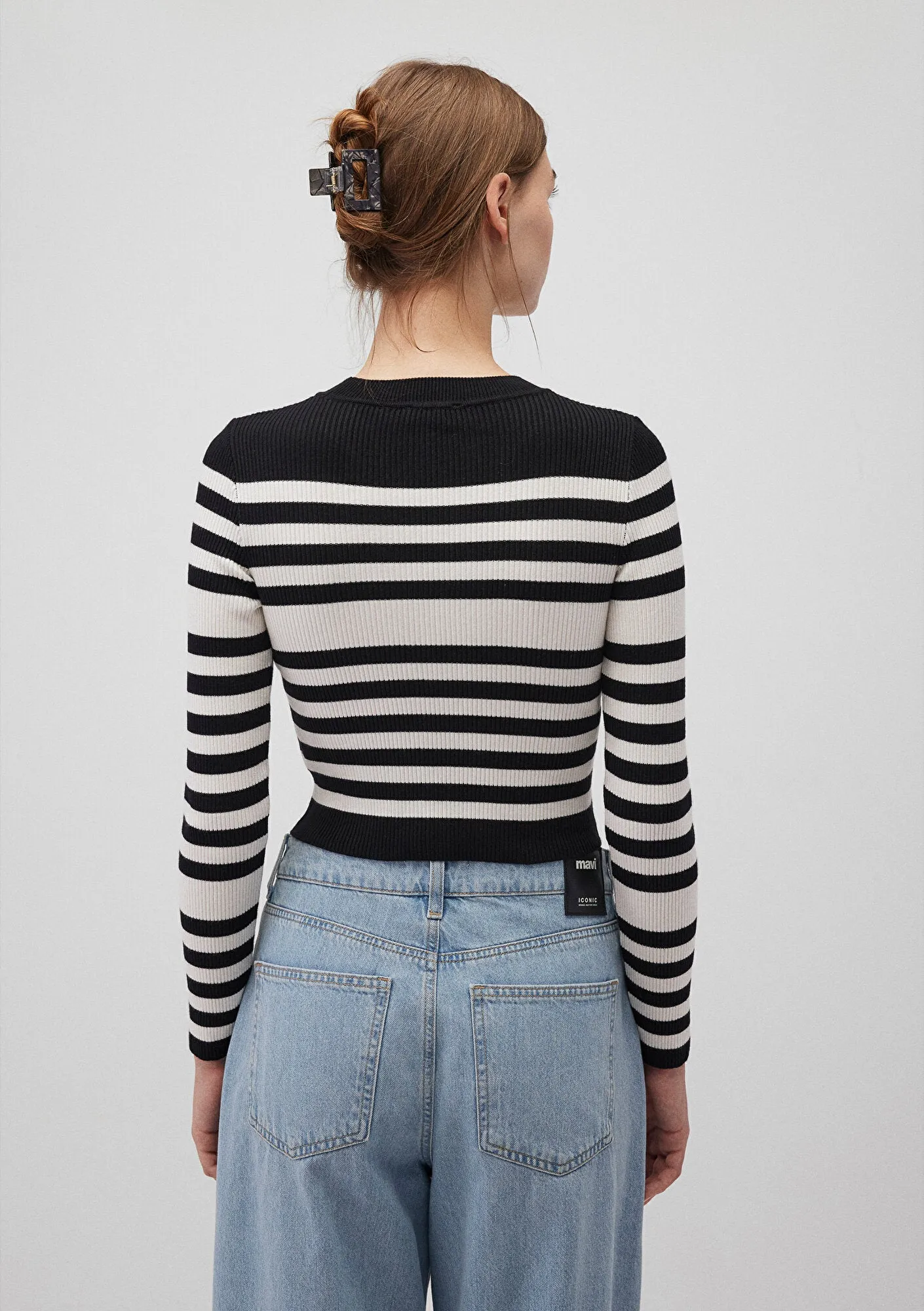 Black Striped Crewneck Sweater