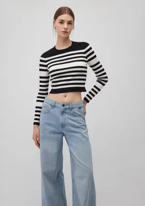 Black Striped Crewneck Sweater