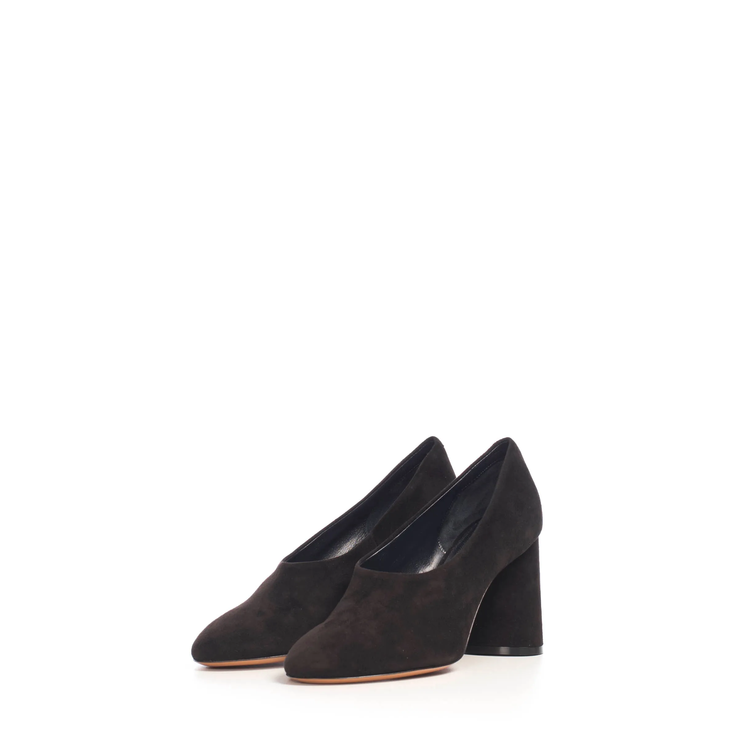 Black Suede Elliptic Heel High Décolleté Pump