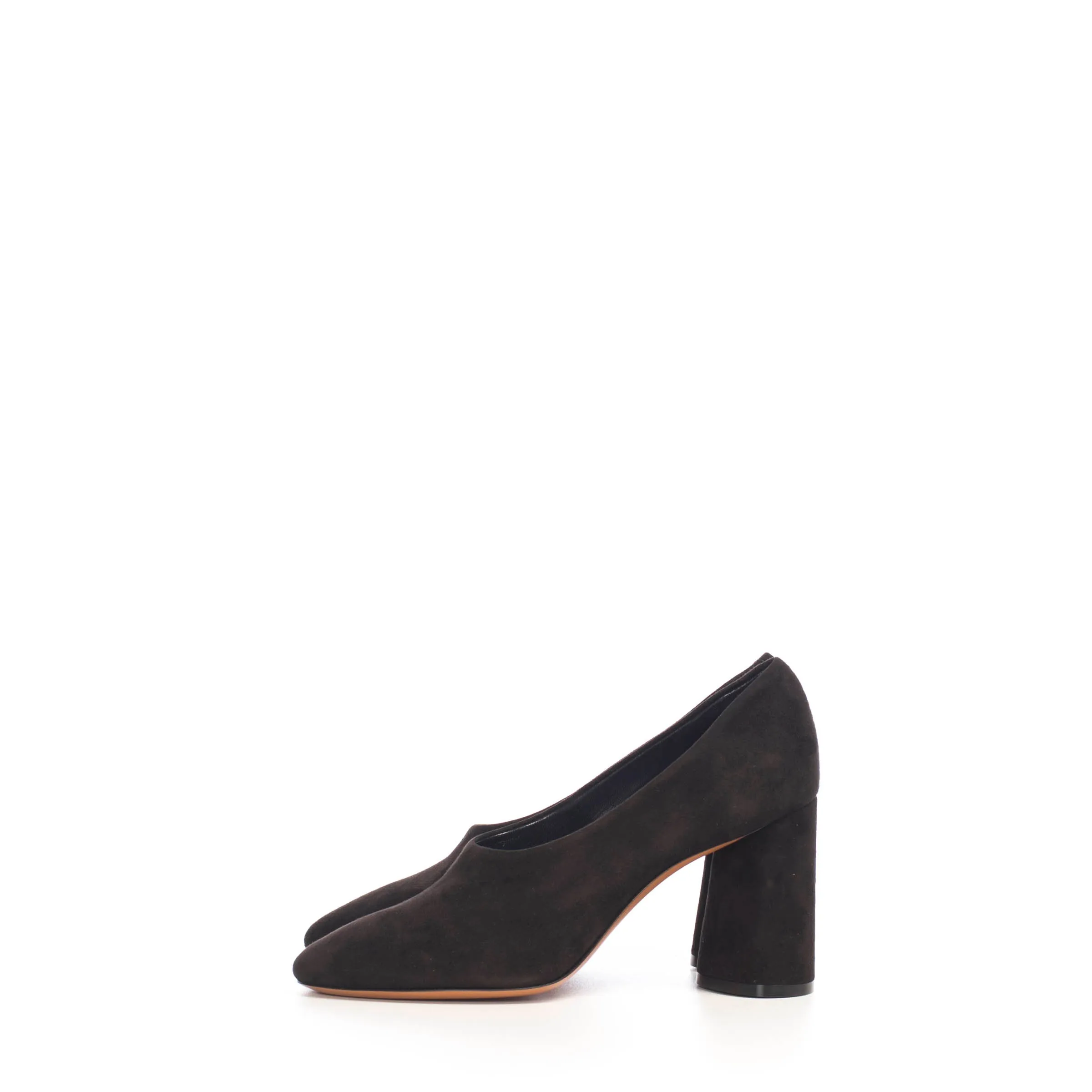 Black Suede Elliptic Heel High Décolleté Pump