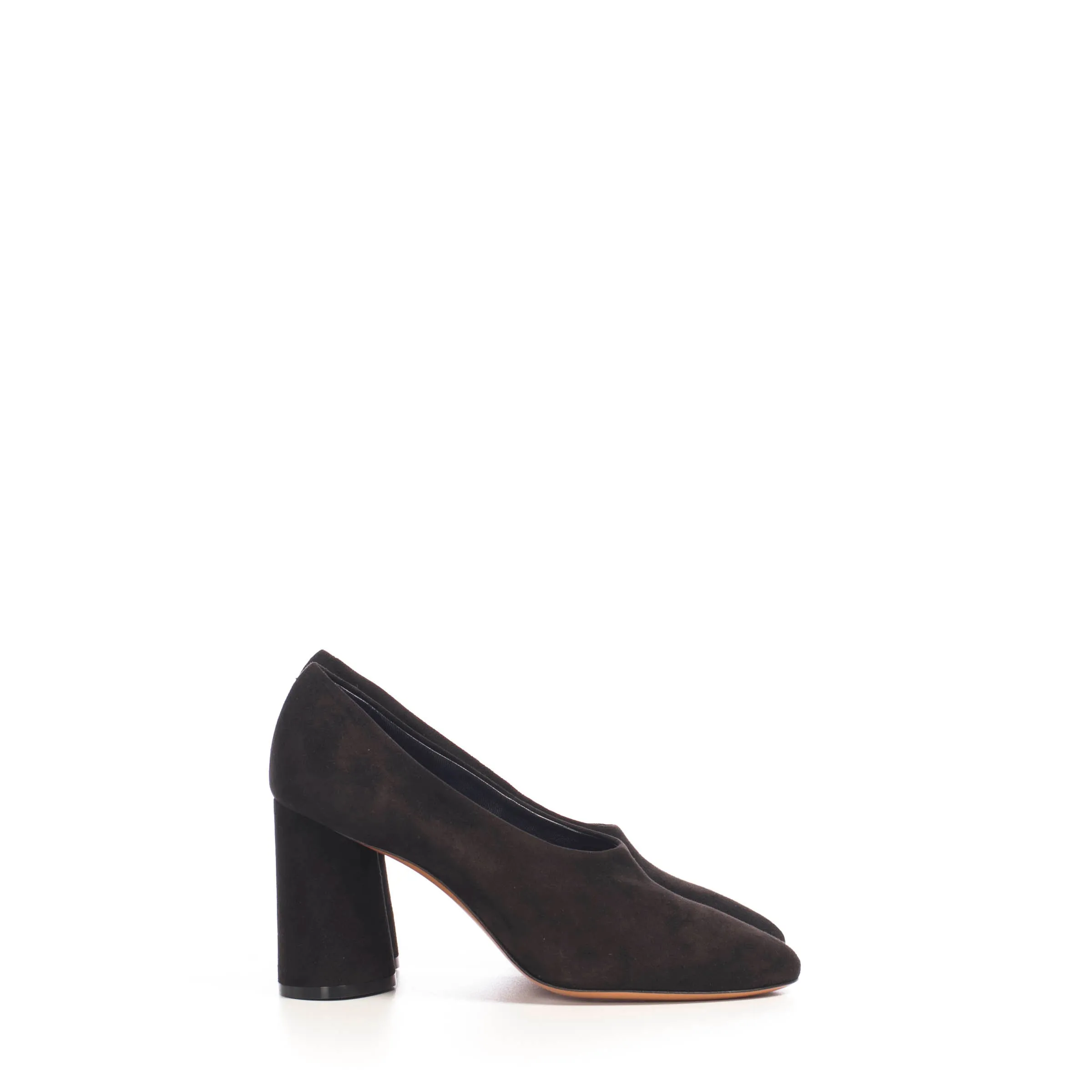 Black Suede Elliptic Heel High Décolleté Pump