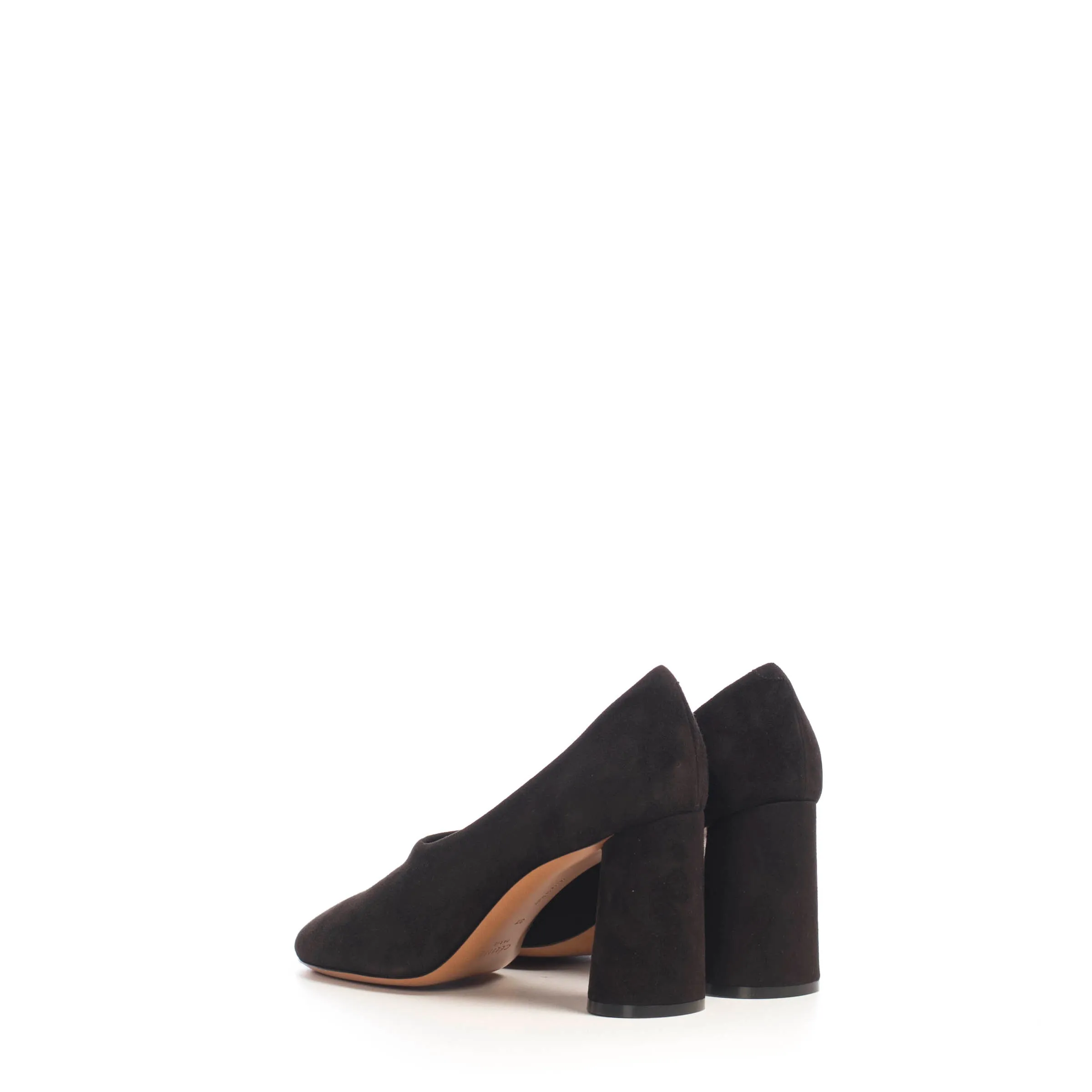 Black Suede Elliptic Heel High Décolleté Pump