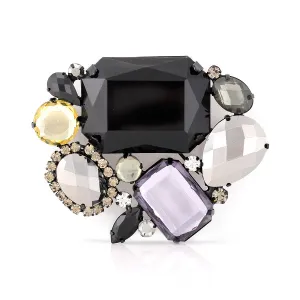 Black, Yellow, and Hematite Faceted Stone Brooches PINS & ACCS. #256BK4101 (1D8)