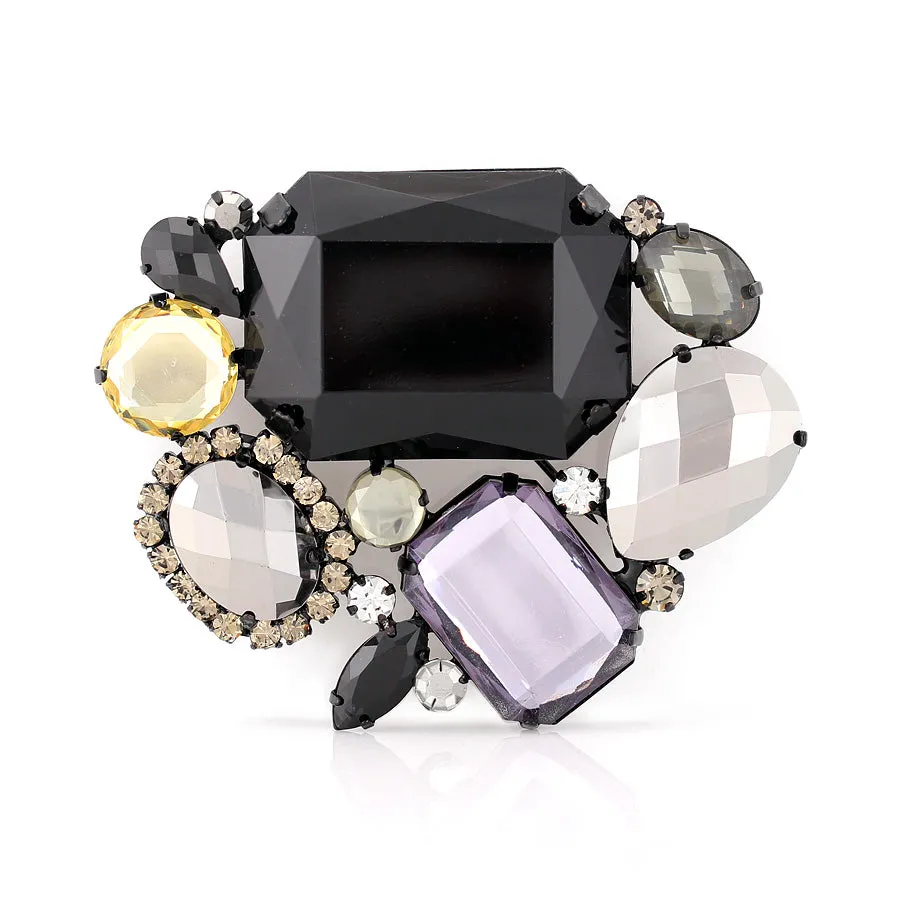 Black, Yellow, and Hematite Faceted Stone Brooches PINS & ACCS. #256BK4101 (1D8)