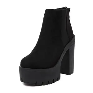 Black Zipper Ankle Boots with High Heel