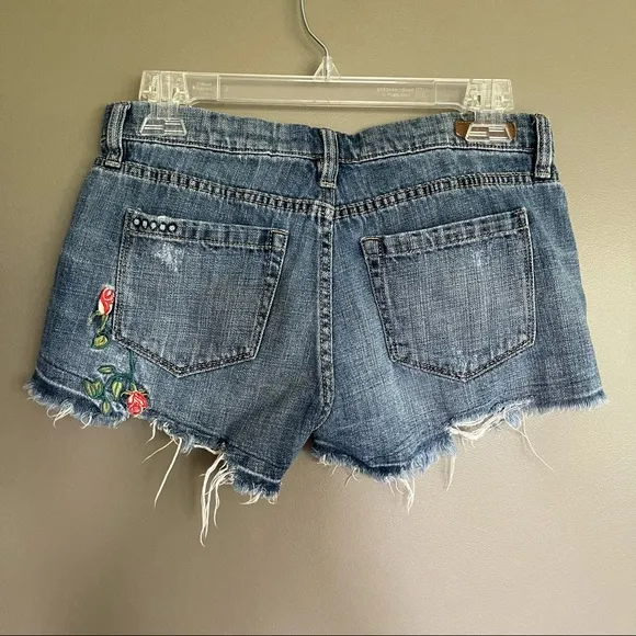 Blank NYC Embroidered Hiker Raw Hem Denim Short 25