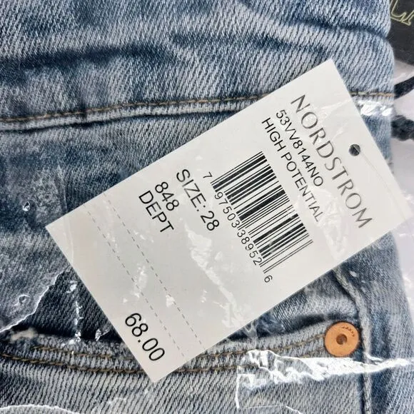 Blank NYC The Essex Release Hem Denim Shorts High Potential Size 28 NWT