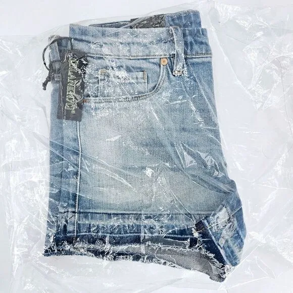 Blank NYC The Essex Release Hem Denim Shorts High Potential Size 28 NWT
