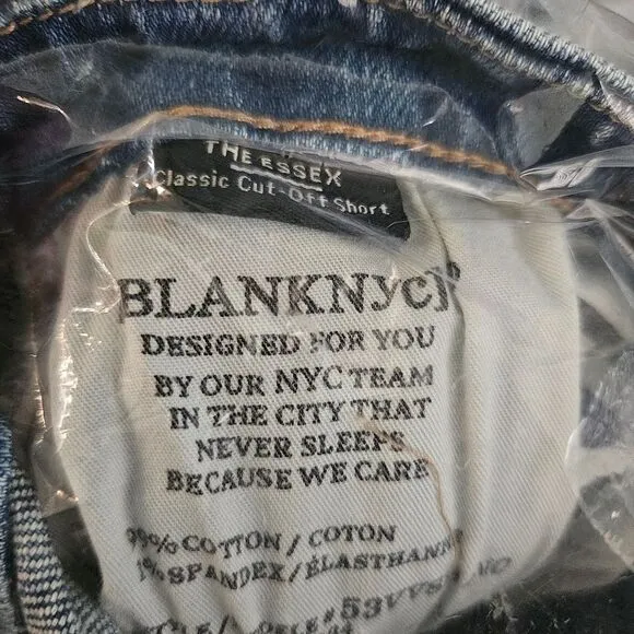 Blank NYC The Essex Release Hem Denim Shorts High Potential Size 28 NWT