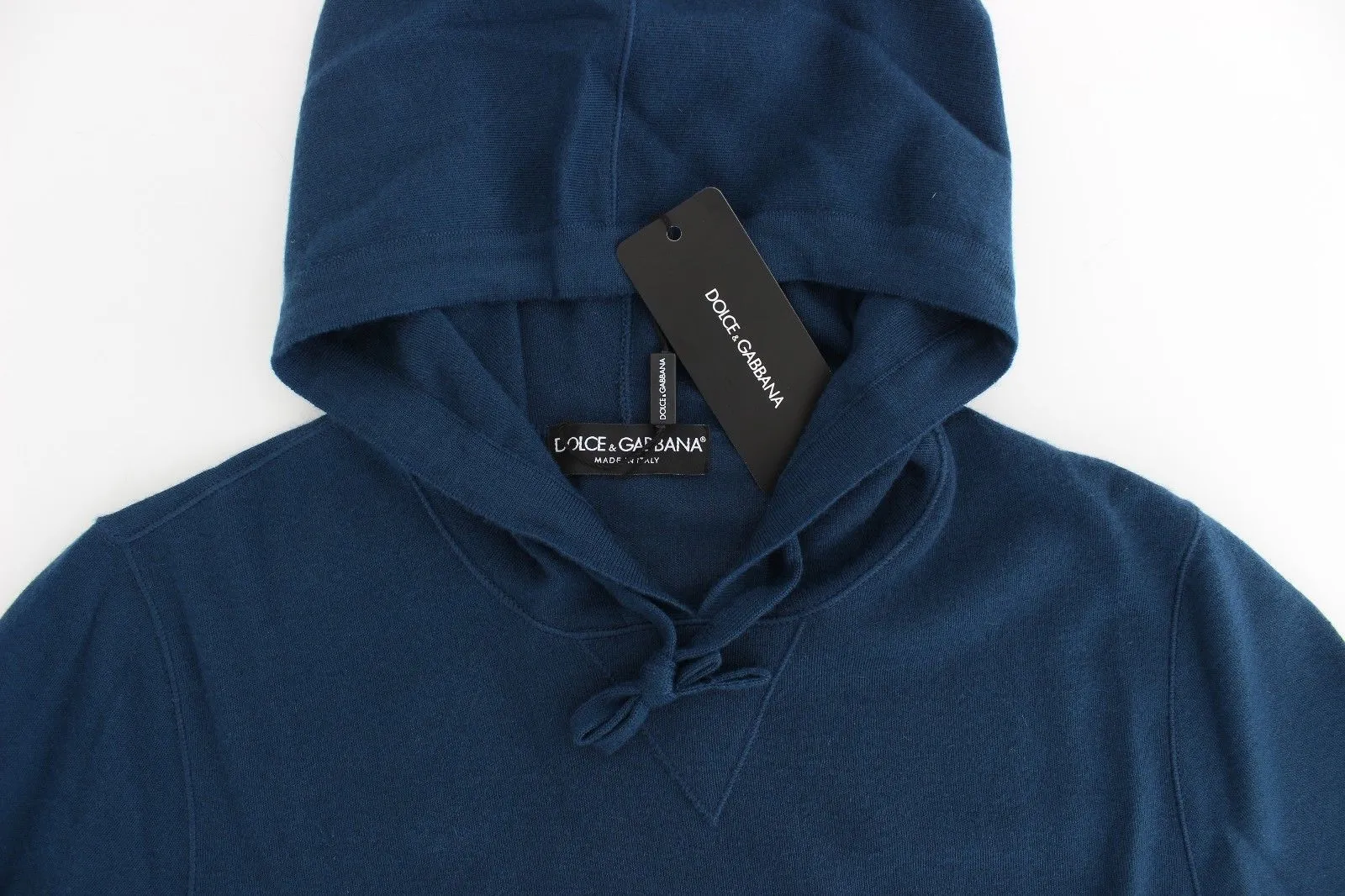 Blue Cashmere Hooded Sweater Pullover Top