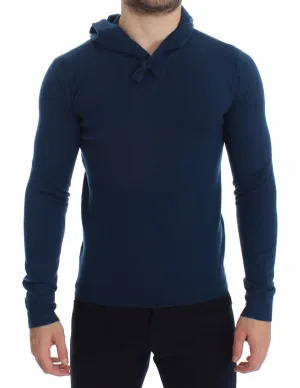 Blue Cashmere Hooded Sweater Pullover Top