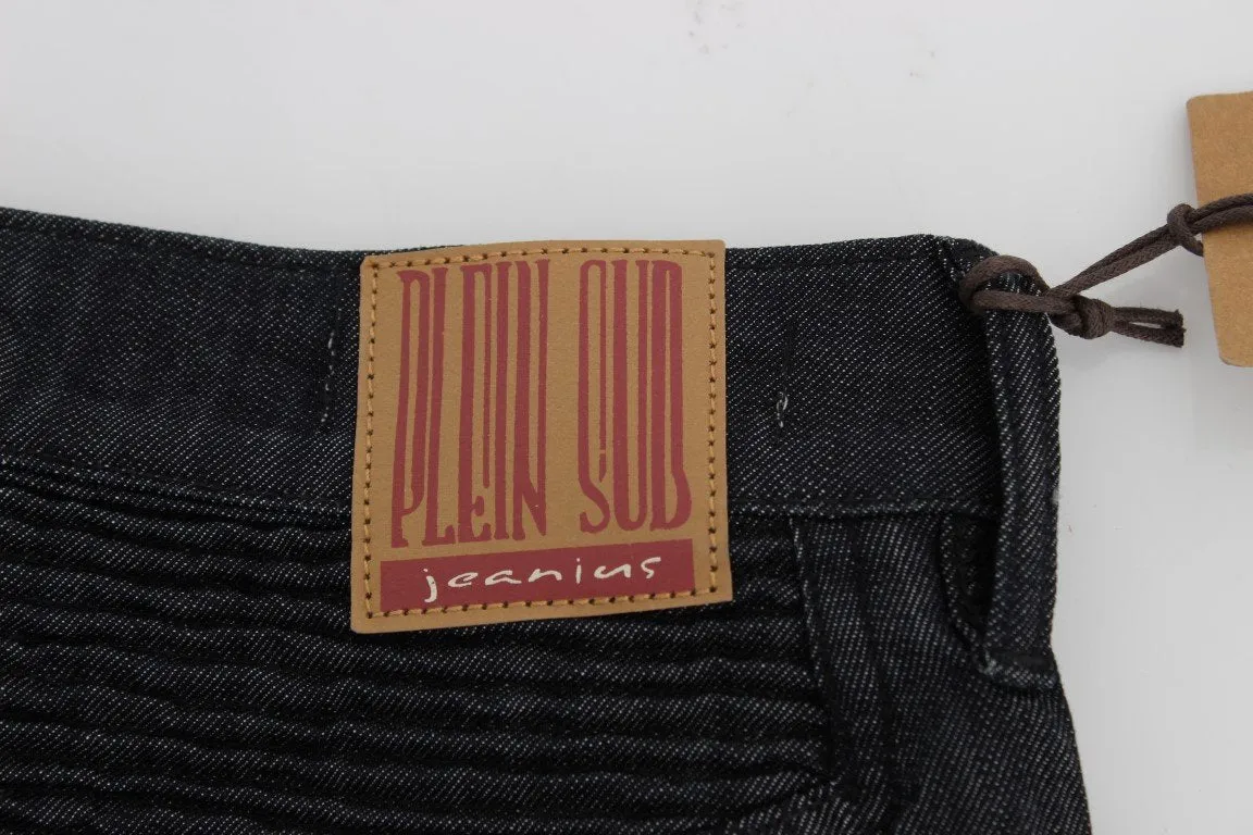 Blue Cropped Cotton Stretch Skinny Slim Fit Jeans