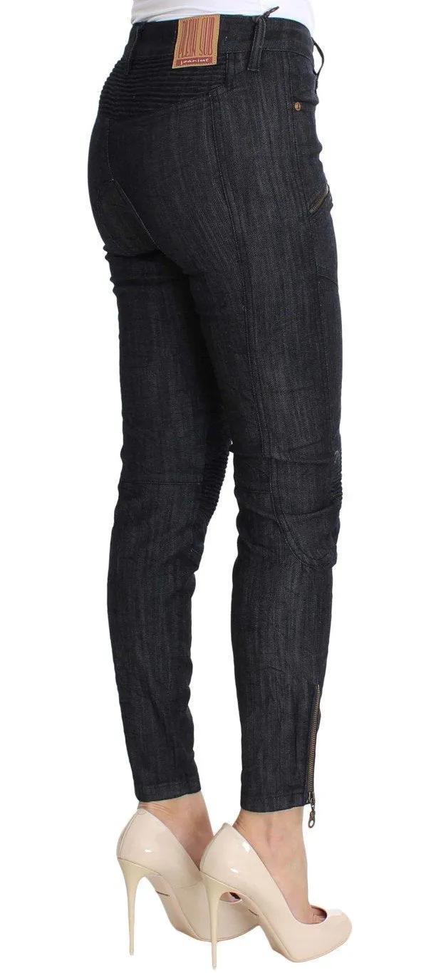 Blue Cropped Cotton Stretch Skinny Slim Fit Jeans