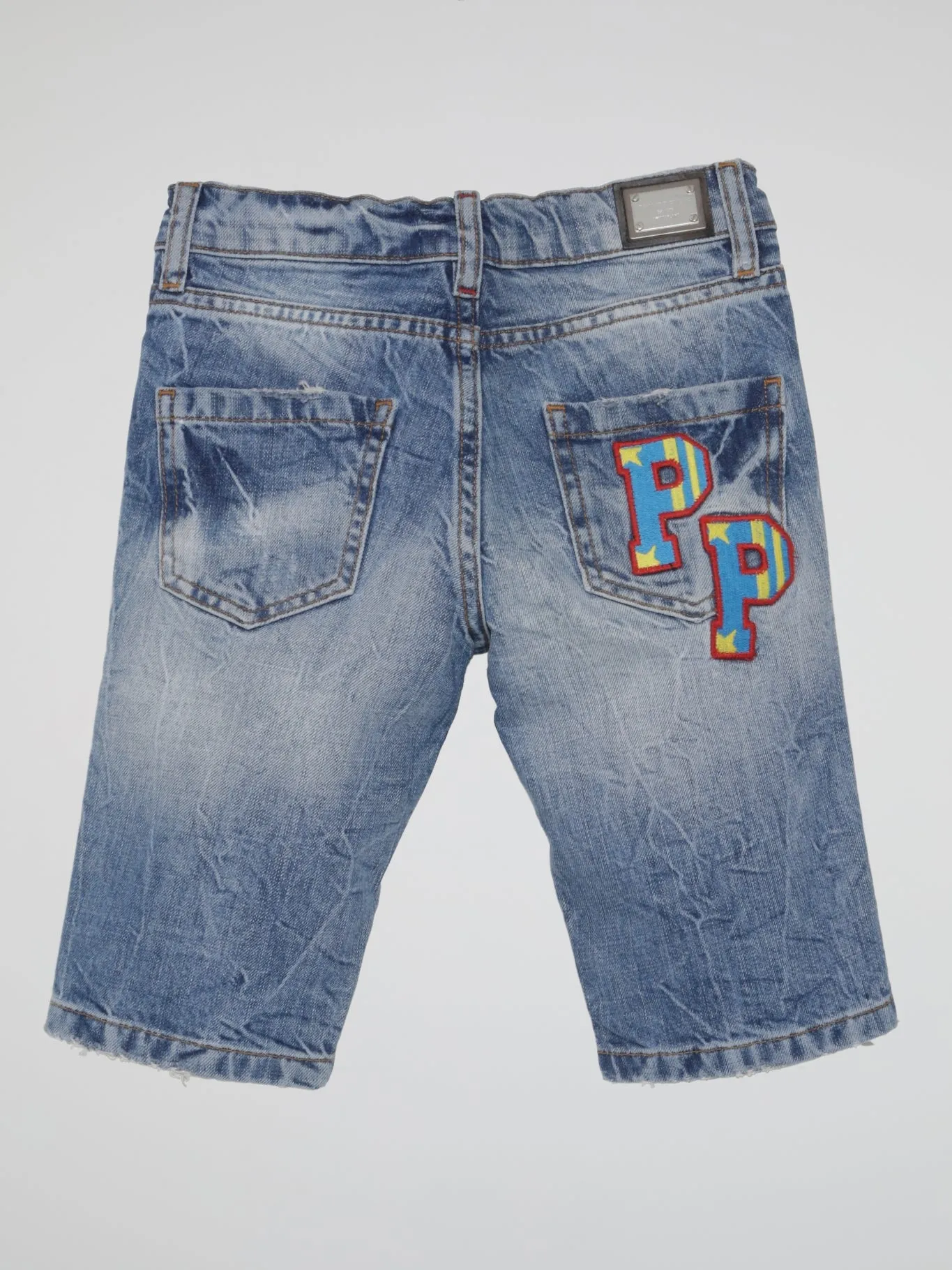 Blue Distressed Denim Bermuda Shorts (Kids)
