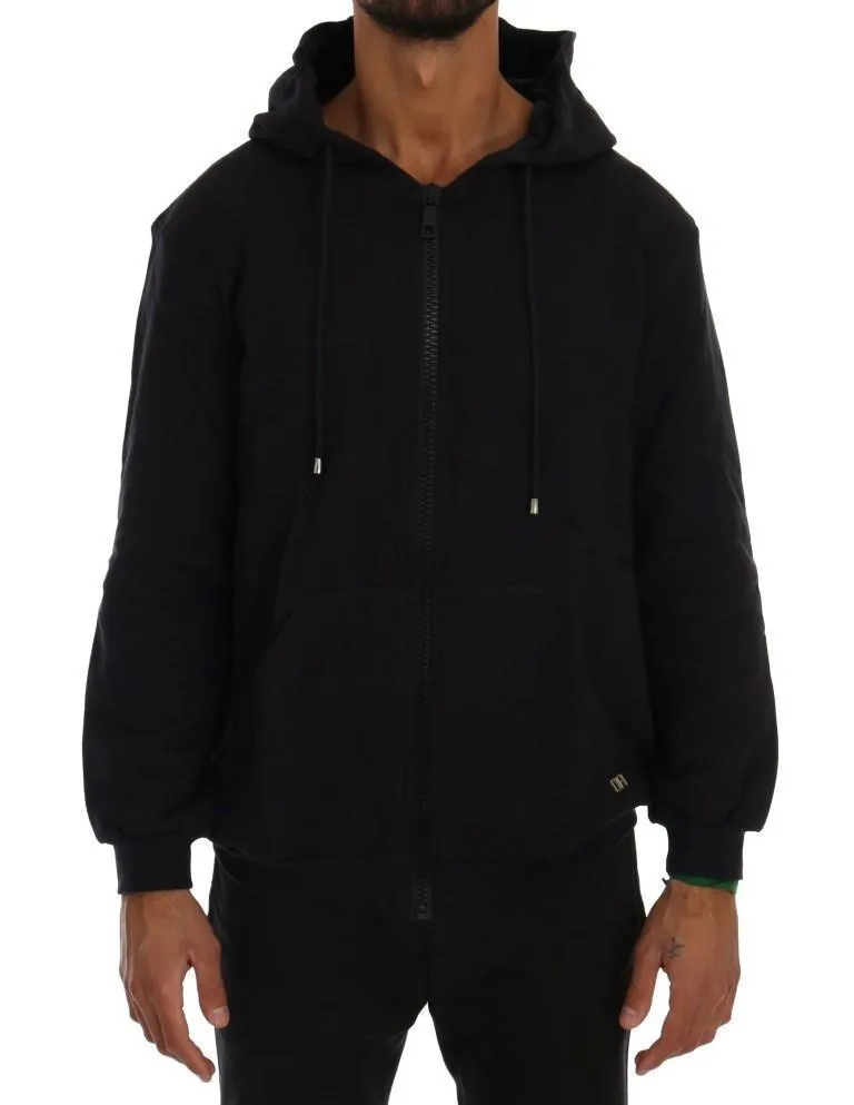 Blue Full Zipper Hodded Cotton Sweater