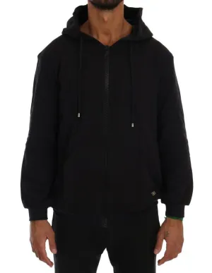 Blue Full Zipper Hodded Cotton Sweater