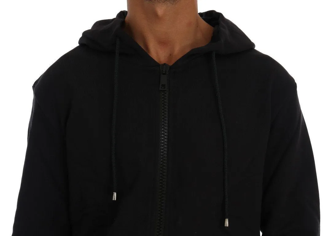 Blue Full Zipper Hodded Cotton Sweater