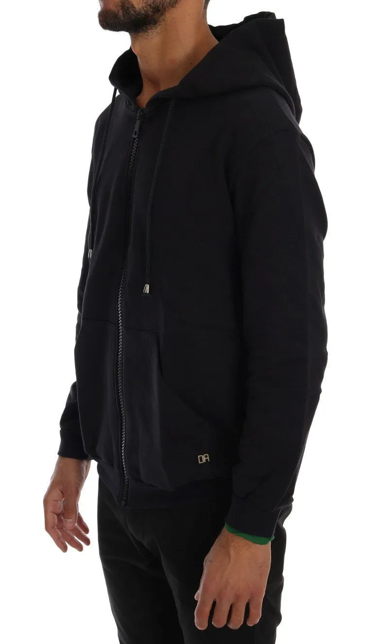 Blue Full Zipper Hodded Cotton Sweater