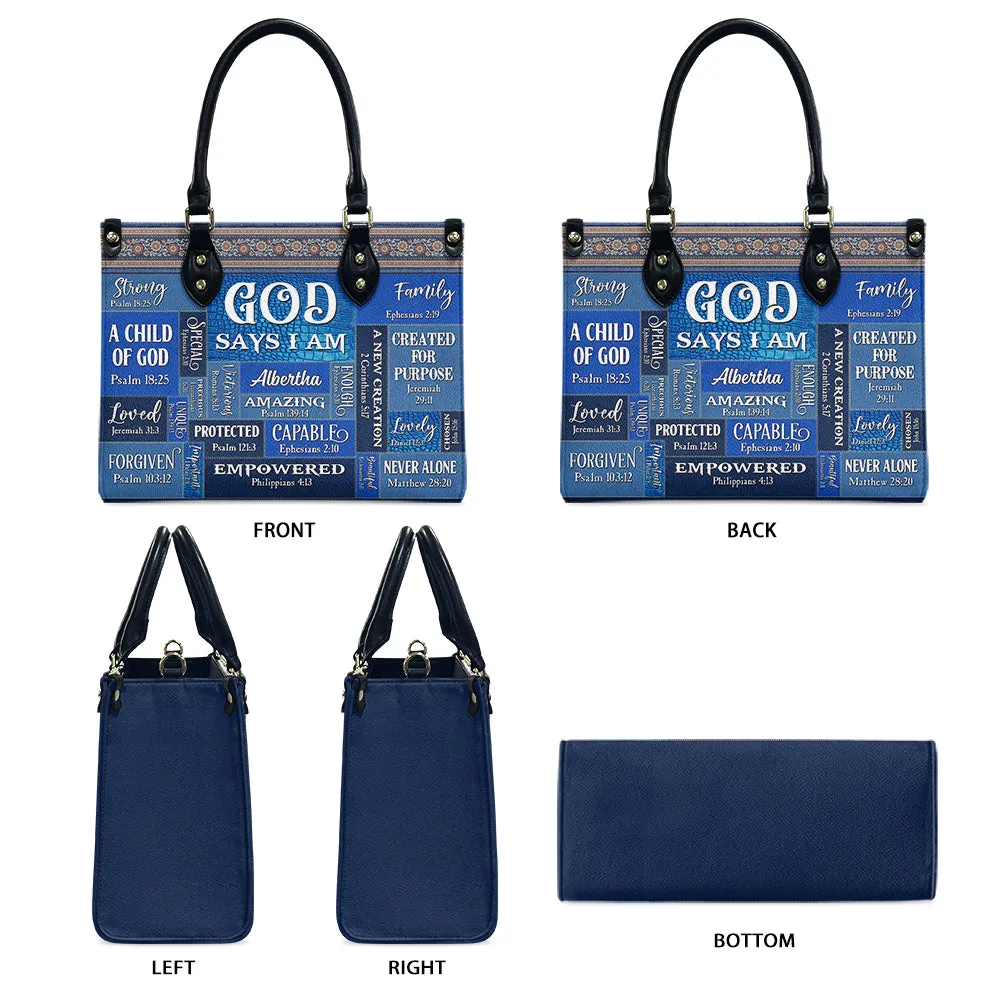 Blue Jeans God Says I Am Leather Bag