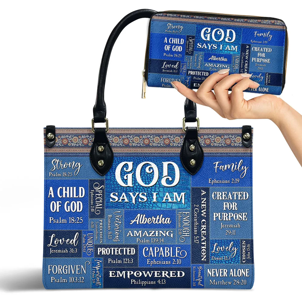 Blue Jeans God Says I Am Leather Bag