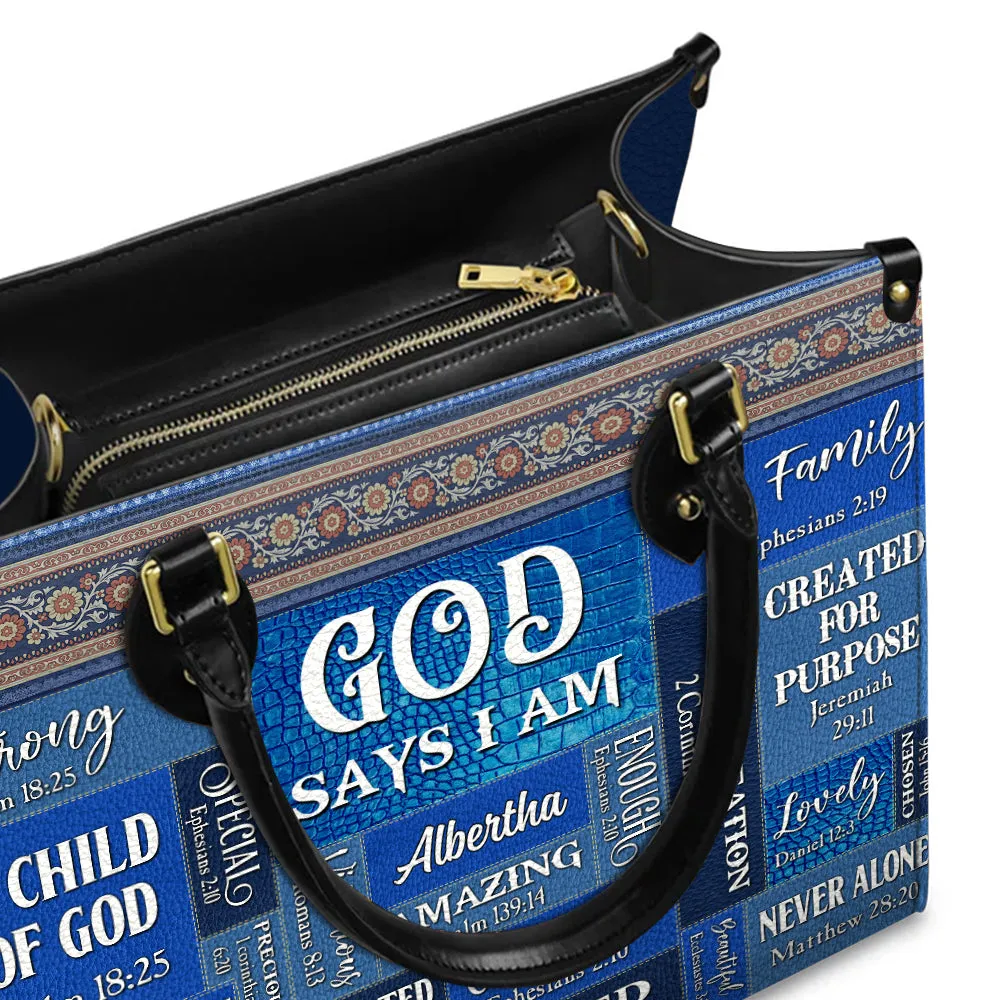 Blue Jeans God Says I Am Leather Bag