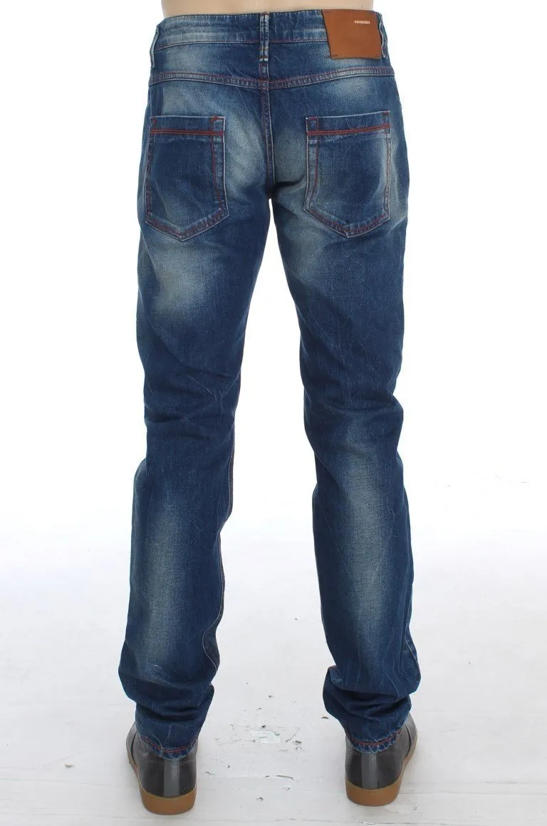 Blue Wash Cotton Denim Slim Fit Jeans