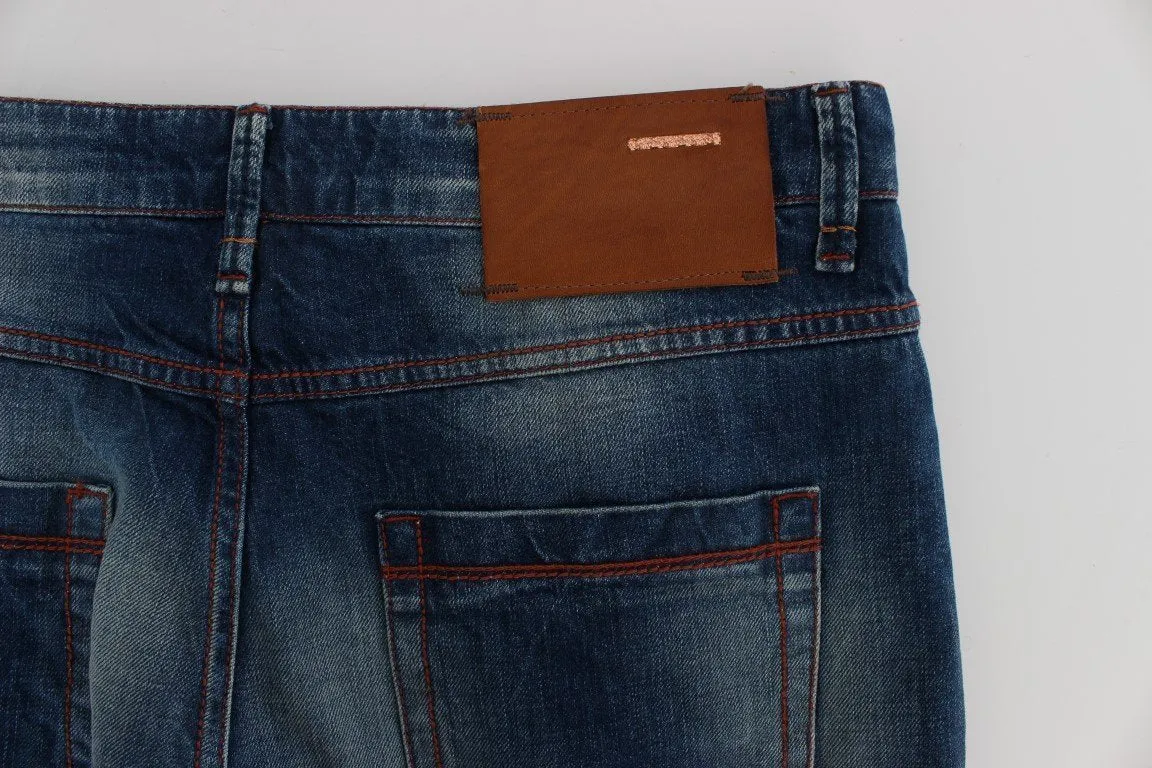Blue Wash Cotton Denim Slim Fit Jeans