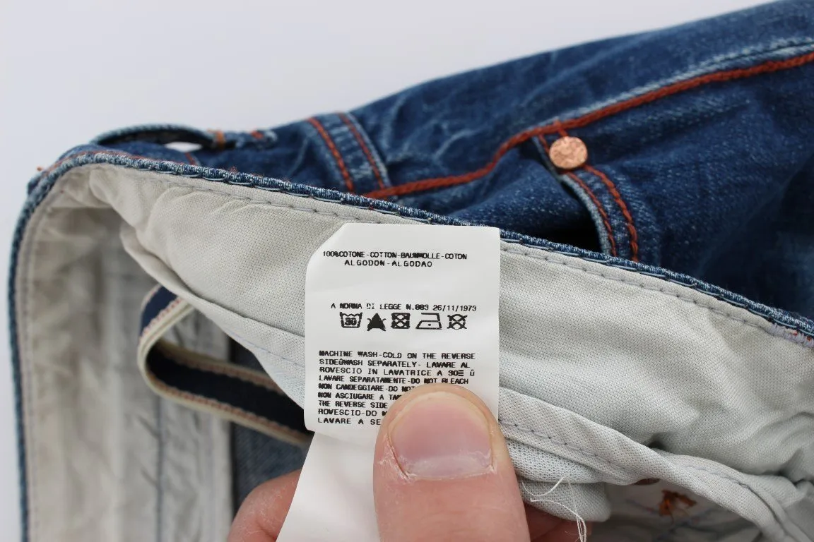 Blue Wash Cotton Denim Slim Fit Jeans