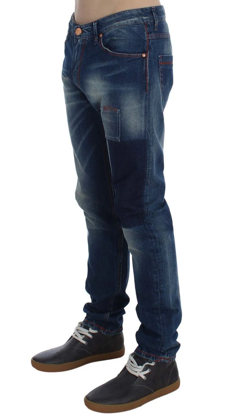 Blue Wash Cotton Denim Slim Fit Jeans