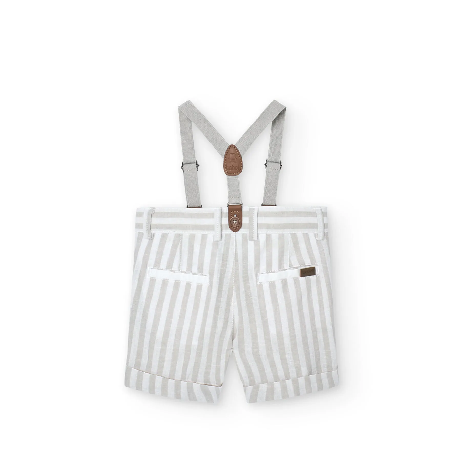 Boboli Linen Stripe Shorts & Braces