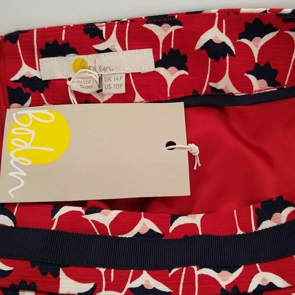 Boden Skirts Size 10 Petite Floral Red Navy White New NWT
