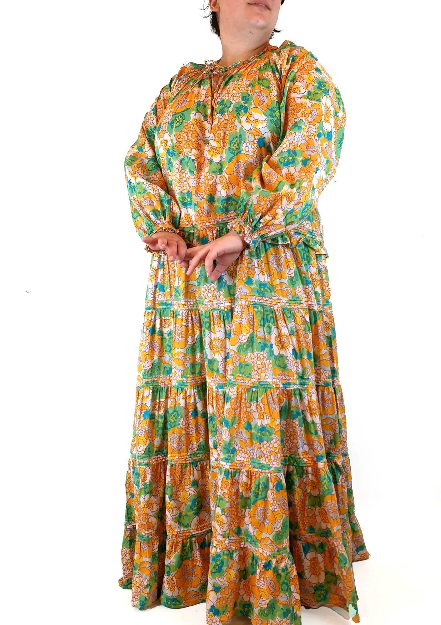 Bohemian Traders floral long sleeve maxi dress size 4XL
