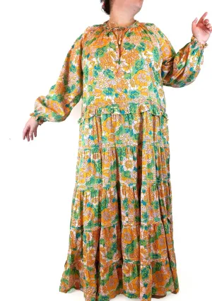 Bohemian Traders floral long sleeve maxi dress size 4XL