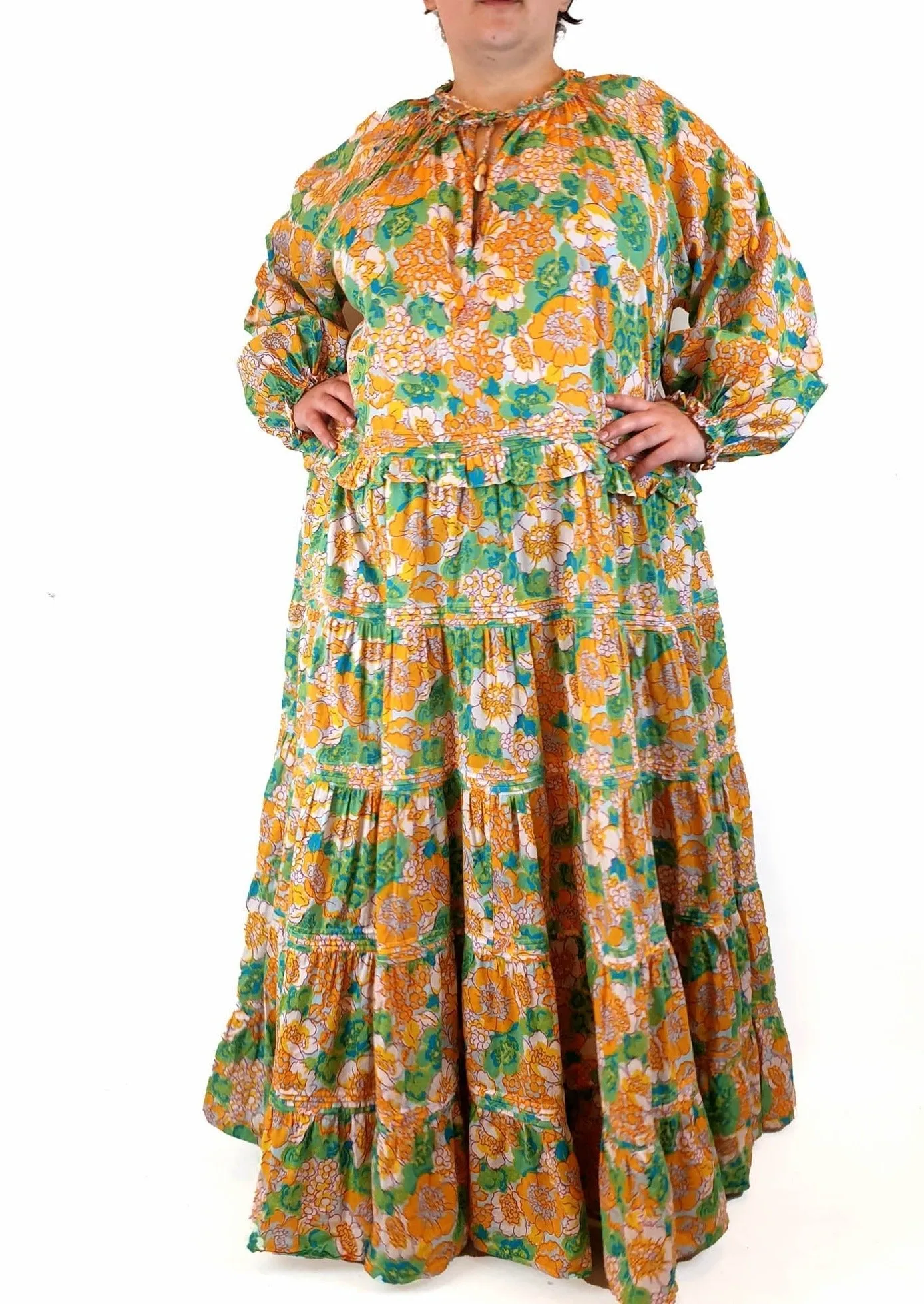 Bohemian Traders floral long sleeve maxi dress size 4XL