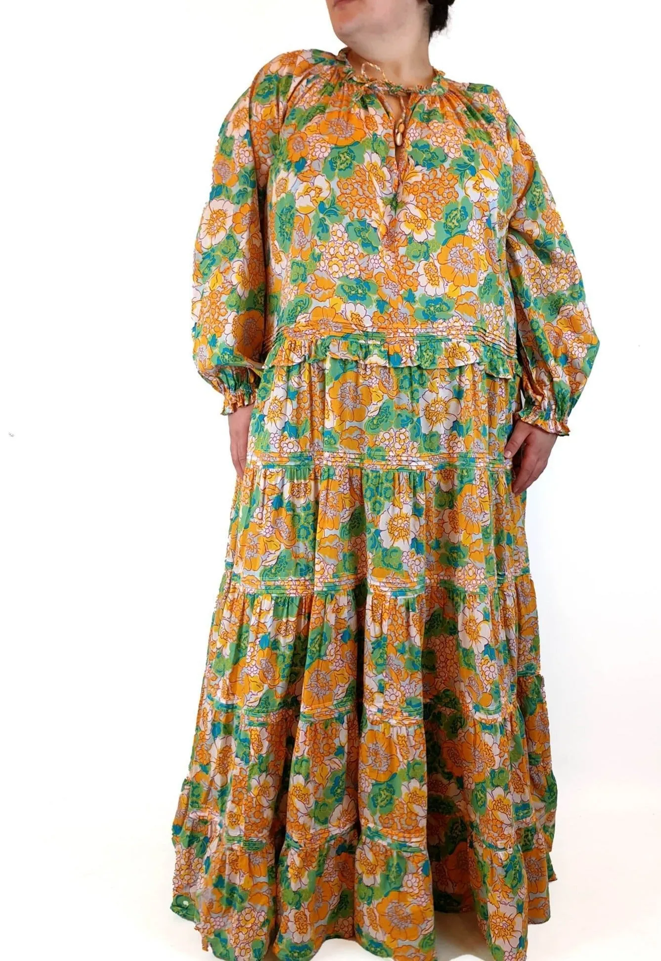 Bohemian Traders floral long sleeve maxi dress size 4XL