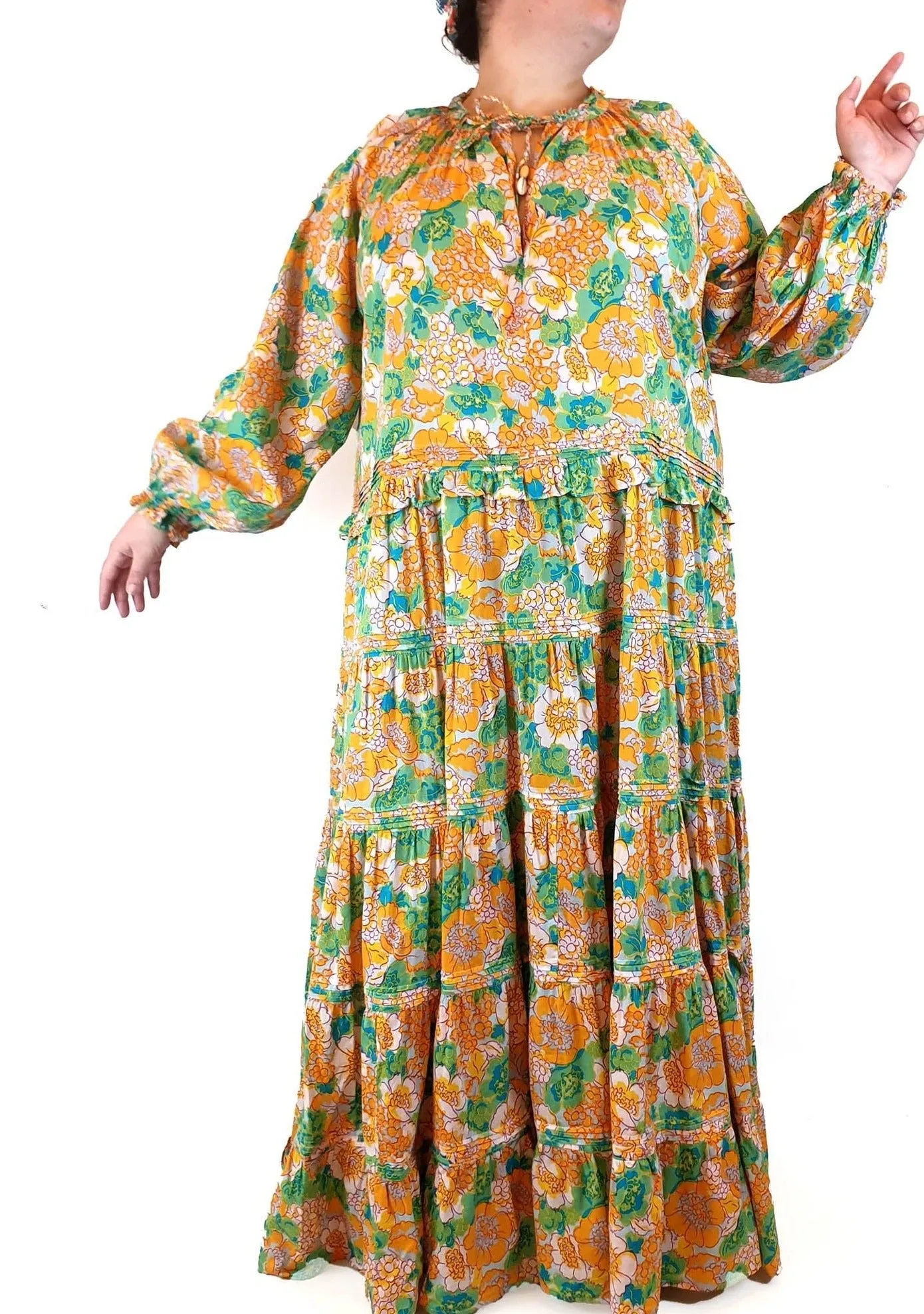 Bohemian Traders floral long sleeve maxi dress size 4XL